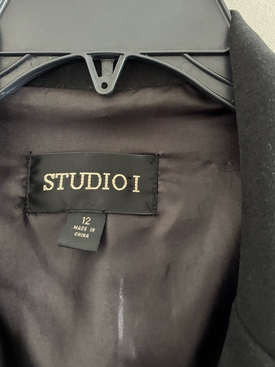 VTG Studio I Blazer Black Beaded Faux Suede 3 Button Womens 12 Office Cowgirl - Picture 3 of 9